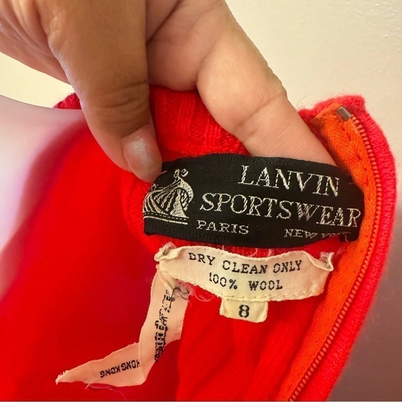 LANVIN Sports Wear Long Sleeve 100% Wool Knit Long Dress Vintage 70’s Size 8 - Picture 10 of 13